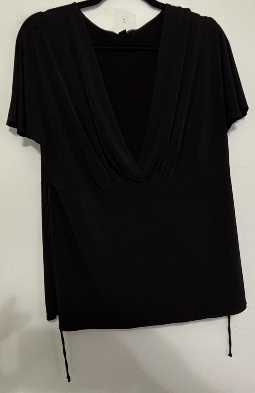 Briggs New York Black Surplice Tie Back Top 1X